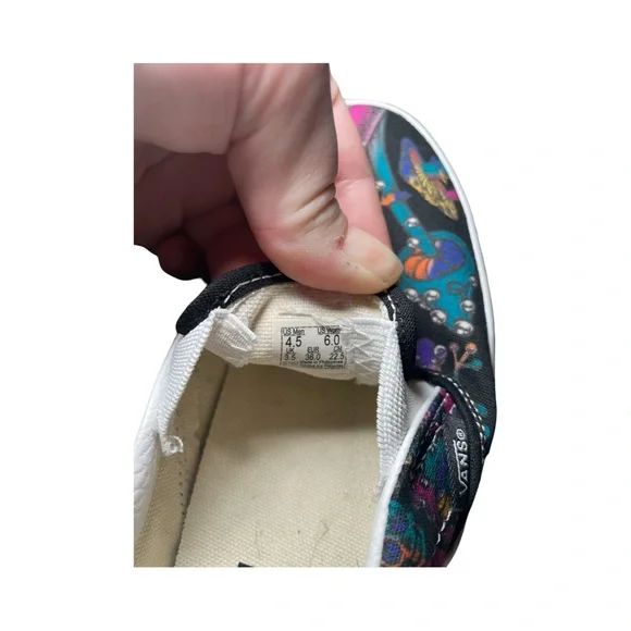 Vans Classic Slip On Trippy Skulls Drip Black Size 6 Women's Punk Goth Grunge - Picture 2 of 8
